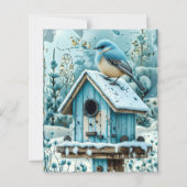 Winter Blue Christmas Robin Scrapbook Paper (正面)