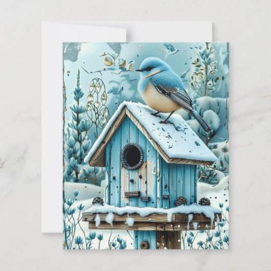 Winter Blue Christmas Robin Scrapbook Paper (正面)