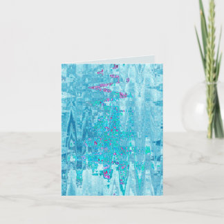 Winter blue frost snow &  abstract zig zag trees サンキューカード