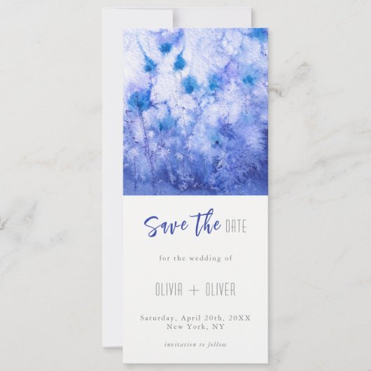 Winter Blue Garden Save the Date 招待状 (正面)