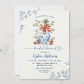 Winter Blue Ginger Jar Chinoiserie Bridal Brunch 招待状 (正面)