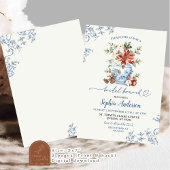 Winter Blue Ginger Jar Chinoiserie Bridal Brunch 招待状