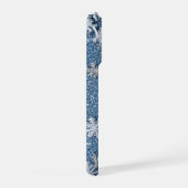 Winter Blue Glitter Snowflake Icy Crystal Design iPhoneケース (右側面)