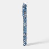 Winter Blue Glitter Snowflake Icy Crystal Design iPhoneケース (左側面)