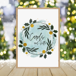  Winter Blue Gold Baby Shower Cards And Gifts Sign フォトプリント