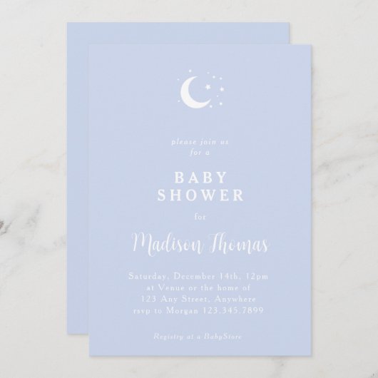 Winter Blue Moon and Stars 招待状 (正面/裏面)