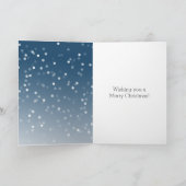 Winter Blue Ombre White Confetti Deer Christmas カード (内部)