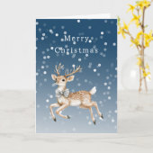 Winter Blue Ombre White Confetti Deer Christmas カード (黄色い花)