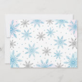 Winter Blue Onederland Girl 1stバースデーフォト 招待状 (裏面)