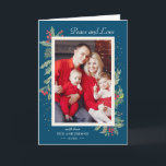 Winter Blue Peace and Love Holly Berry写真 シーズンカード<br><div class="desc">あなたの挨拶のメッセージをハイライトするために小さな金ゴールド紙吹雪と水色フローラと果実を特徴とするこのミスタントー植物写真カードであなたのクリスマスの願い/メッセージを送信しなさい。(1)更なるカスタマイズのためクリックは、「更にカスタマイズ」のリンクを使用し、このテンプレートを変更するために当社のデザインツールを使用する。(2)厚もしい紙/マット仕上げを選択する場合は、マット紙タイプを選択することを検討する。(3)もし必要な救済も合品も欲しい連絡ので。</div>