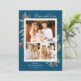 Winter Blue Peace and Love Holly Berry 3写真 シーズンカード