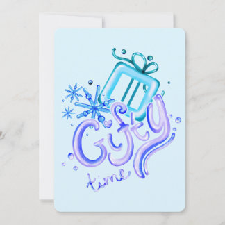 Winter Blue Purple Thank You Card with Snowflakes  サンキューカード