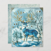 Winter Blue Reindeer Scrapbook Paper (正面/裏面)