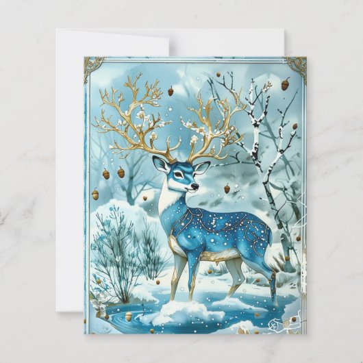 Winter Blue Reindeer Scrapbook Paper (正面)