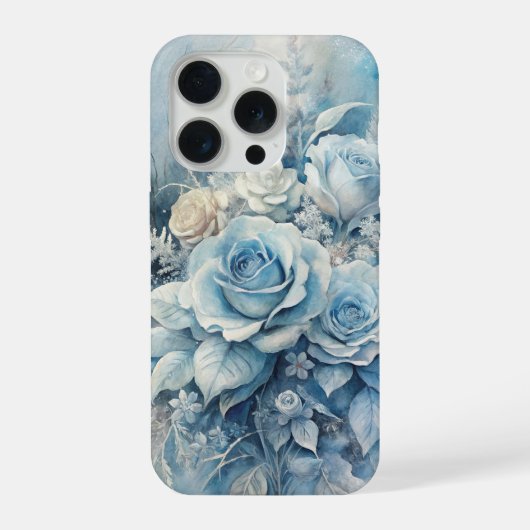 Winter Blue Roses - Elegant Ice Floral  iPhoneケース (裏面)