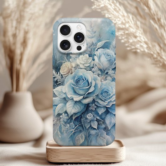 Winter Blue Roses - Elegant Ice Floral iPhoneケース