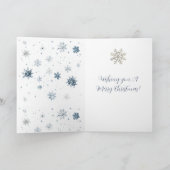 Winter Blue Silver Snowflakes Christmas カード (内部)