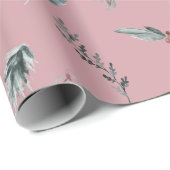 Winter Blue Spruce & Mulled Berries Dusty Rose ラッピングペーパー (ロールコーナー)