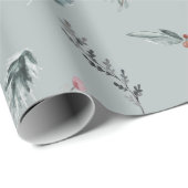 Winter Blue Spruce & Mulled Berries Sage Green ラッピングペーパー (ロールコーナー)