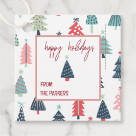 Winter Blue Square Holiday Gift Tags フェイバータグ