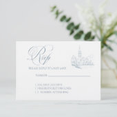 Winter Blue Wedding RSVP card (スタンド正面)