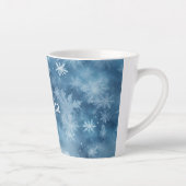 Winter Blue White Snowflakes Christmas カフェラテマグ (右)