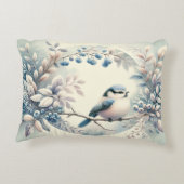 Winter Bluebird Berry Wreath アクセントクッション (裏面)