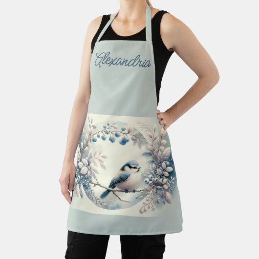 Winter Bluebird Berry Wreath エプロン (インサイチュ)