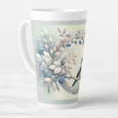 Winter Bluebird Berry Wreath カフェラテマグ (左アングル)