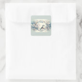 Winter Bluebird Berry Wreath スクエアシール (バッグ)