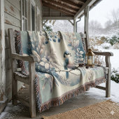 Winter Bluebird Berry Wreath スローブランケット