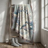 Winter Bluebird Berry Wreath スローブランケット