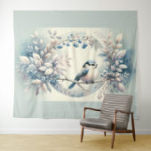 Winter Bluebird Berry Wreath タペストリー (インサイチュ(横))