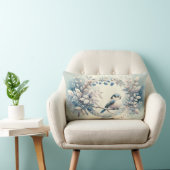 Winter Bluebird Berry Wreath ランバークッション (椅子)