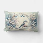 Winter Bluebird Berry Wreath ランバークッション (正面)
