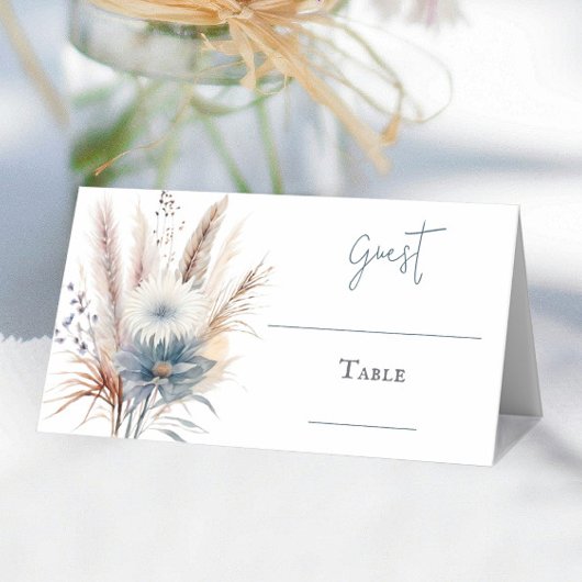 Winter Boho Floral Wedding | White Place Card