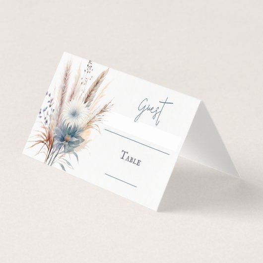 Winter Boho Floral Wedding | White Place Card (正面)