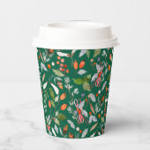 Winter Botanical Berries & Foliage Dark Green 紙コップ (裏面)