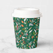 Winter Botanical Berries & Foliage Dark Green 紙コップ (右)