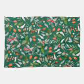 Winter Botanical Berries & Foliage Holiday キッチンタオル (横)