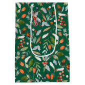 Winter Botanical Berries & Foliage Holiday ミディアムペーパーバッグ (裏面)