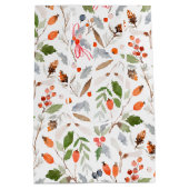 Winter Botanical Berries & Foliage Holiday ミディアムペーパーバッグ (裏面)