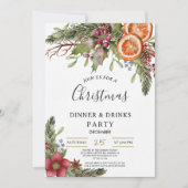 Winter Botanical Christmas Invite | Rustic Dinner  招待状 (正面)