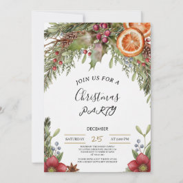 Winter Botanical Christmas Invite | Rustic Dinner  招待状