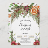 Winter Botanical Christmas Invite | Rustic Dinner  招待状 (正面/裏面)