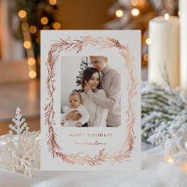 Winter Botanical Foliage Leaves Berries Christmas 箔シーズンカード