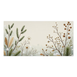 Winter Botanical Foliage – Neutral Minimal Wall Ar ポスター