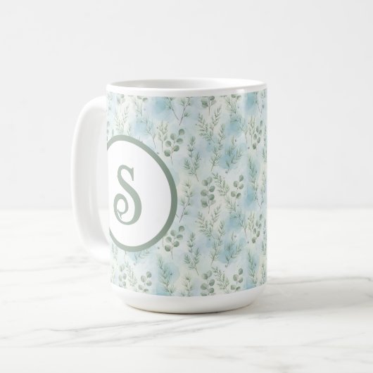 Winter Botanical Monogram Mug コーヒーマグカップ (正面左)