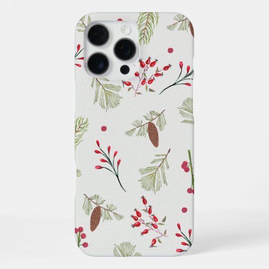 Winter Botanical Pine & Berry iPhoneケース iPhone 16 Pro Maxケース (裏面)
