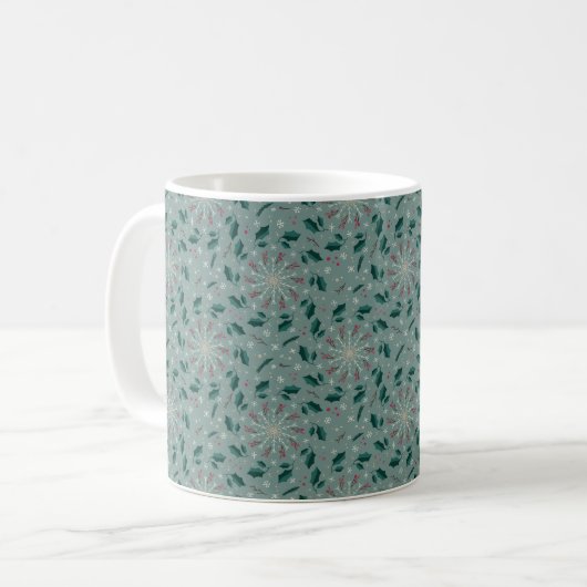 Winter Botanical Snowflake Mug コーヒーマグカップ (正面左)